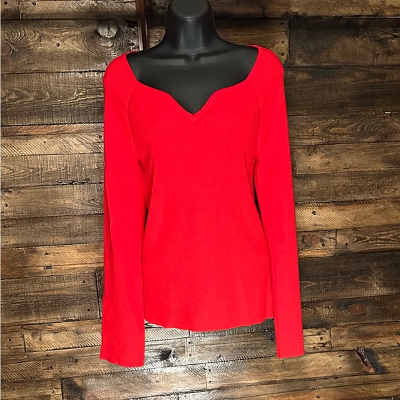 Cyrus Tops - Cyrus Vibrant Red Sweetheart Knit Top